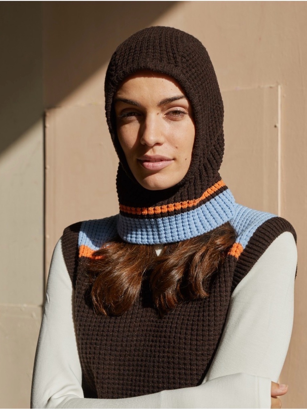 Marni x Uniqlo Knit Balaclava Brown with Blue and Orange Trim
